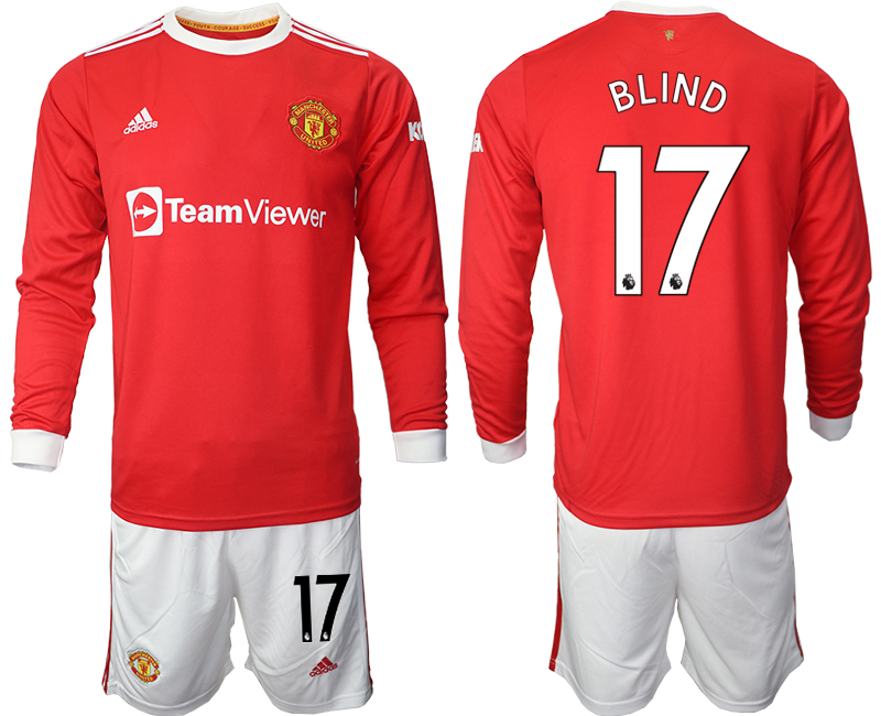 Men 2021-2022 Club Manchester united home red Long Sleeve #17 Soccer Jersey->manchester united jersey->Soccer Club Jersey